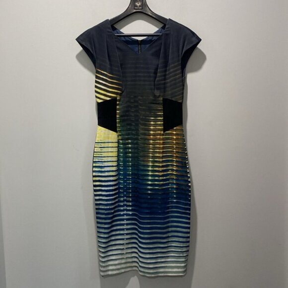 Karen Millen Modern Stripe Dress In Blue size 6 - Picture 4 of 16